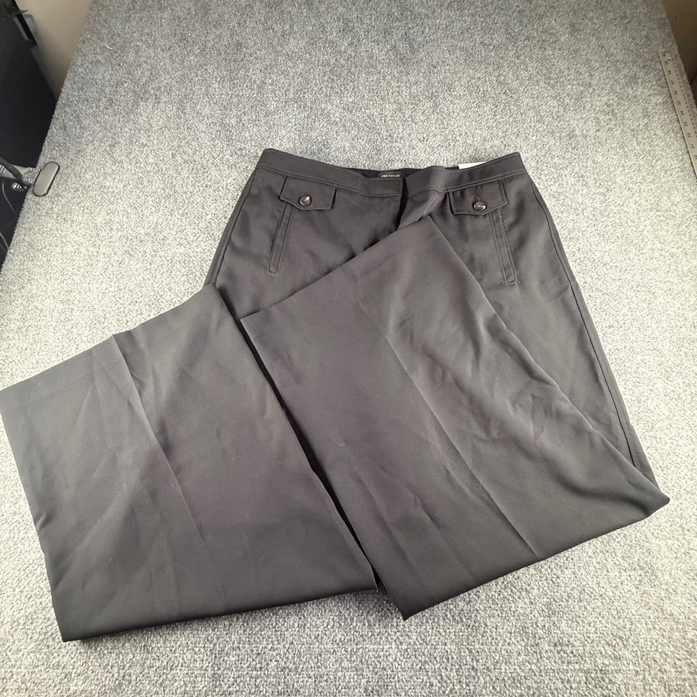 Ann Taylor Black High Rise Wide Leg Trousers Pants Size 16 NWT 527608